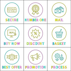 Secure and number one posters vector illustration