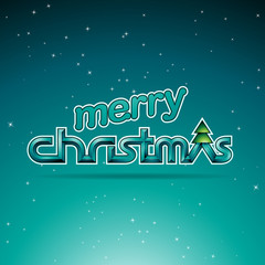 Dark Green Glossy Merry Christmas Text Design Vector Illustration