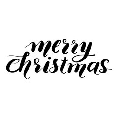 Vector hand drawn lettering phrases. Merry Christmas and Happy New Year