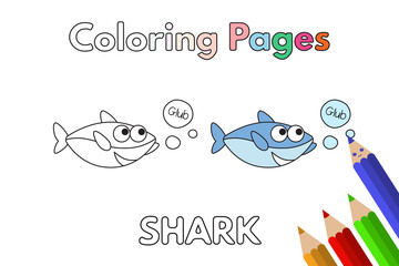 Cartoon Shark Coloring Book