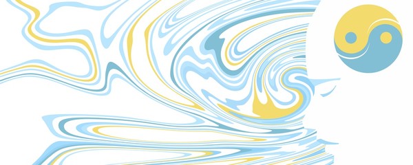 Fototapeta na wymiar swirled air with yin yang head for mindfulness concept