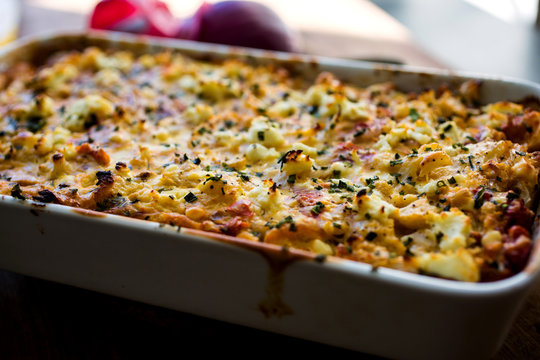 Close up of roasted cauliflower gratin