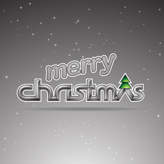 Grey Glossy Merry Christmas Text Design Vector Illustration