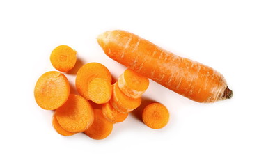 Carrot isolated on white background, top view