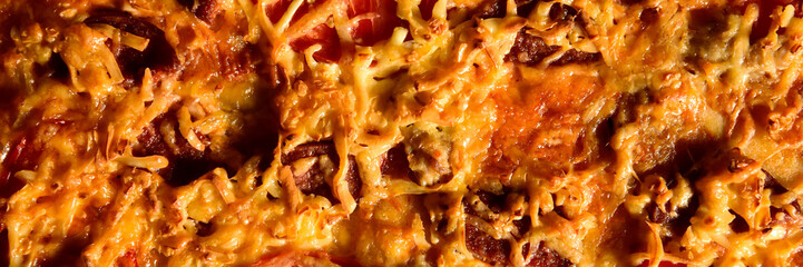 Pizza background - macro shot delicious italian pizza
