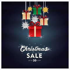 Christmas and New Year SALE background with Christmas elements, vector illustration,