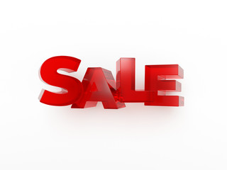 3d red SALE word on white background with shadow. 3D rendering/illustration
