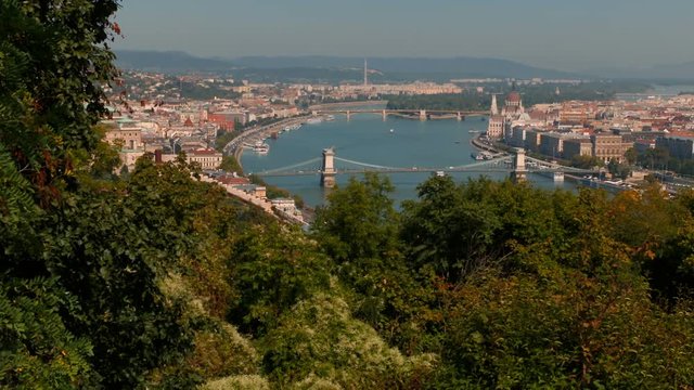 Ultra wide angle shot of the Parliament and Chain Bridge in Budapest, Hungary, named after the Scottish civil engineer