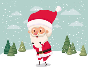 little santa claus character in snowscape
