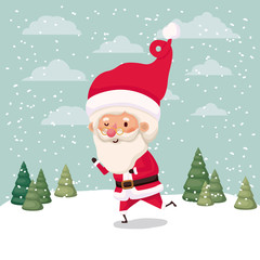 little santa claus character in snowscape