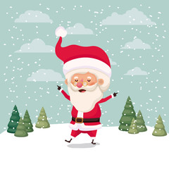 little santa claus character in snowscape