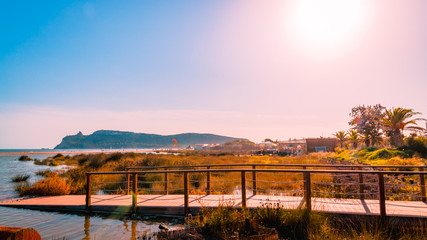 Obraz premium Summer flood over the Poetto Beach at daylight