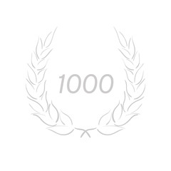Lorbeerkranz - Jubiläum - 1000 - Piktogramm - Symbol - grau