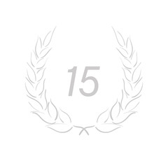 Lorbeerkranz - Jubiläum - 15 - Piktogramm - Symbol - grau