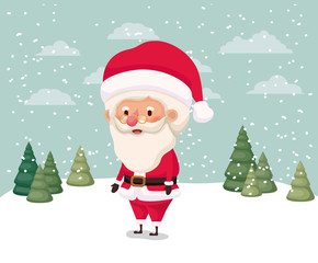 little santa claus character in snowscape