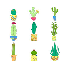 A set of cactus on white background. Vector illustration