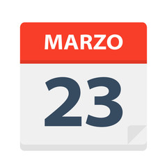 Marzo 23 - Calendar Icon - March 23. Vector illustration of Spanish Calendar Leaf