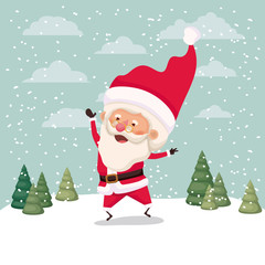 little santa claus character in snowscape