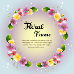 circle wreath colorful floral frame card