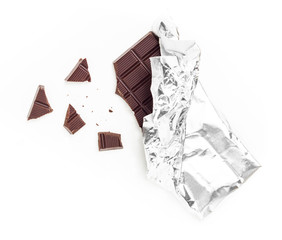 Chocolate Bar Tablet Wrapped in Aluminum Foil