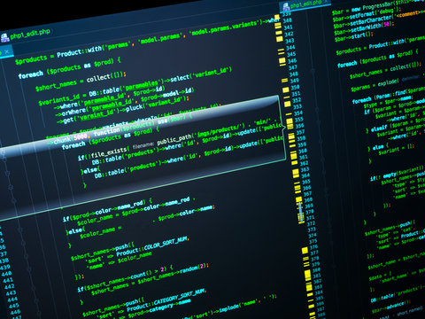 Web developing of the site using php language. Php code in the editor, macro