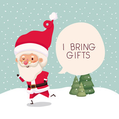 santa claus in snowscape with speech bubble