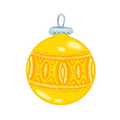 New Year toy decoration on the Christmas tree typographic emblem. Vector design Usable for banners, greeting cards gifts etc.