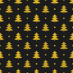 Gold Christmas trees pattern