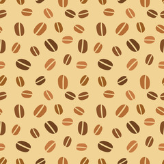 Brown coffee beans seamless pattern