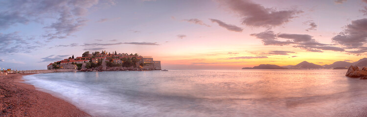 Sveti Stefani surprised at sunset, Montenegro