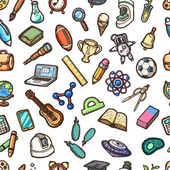School doodles seamless pattern vector eps10 illustration.