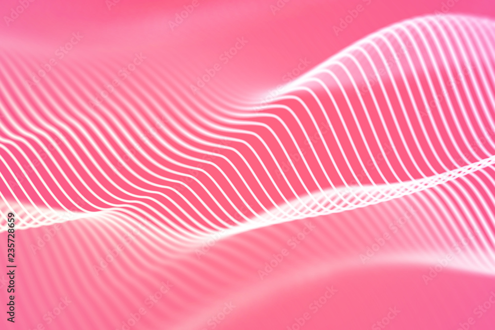 Poster 3d sound waves. big data abstract visualization. digital technology concept: virtual landscape. futu