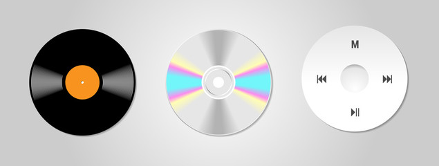 icons in the form of evolution of musical media on an isolated background