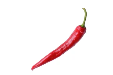 Fotobehang hot red pepper on white background © mishadp
