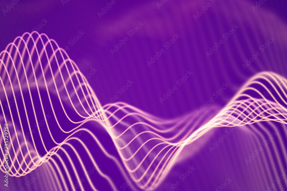 Poster 3d sound waves. big data abstract visualization. digital technology concept: virtual landscape. futu