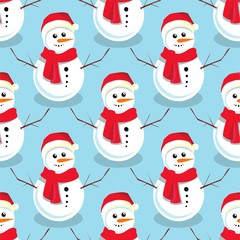 Christmas vector seamless pattern. Snowman