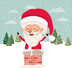 santa claus with chimney in snowscape