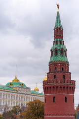 Red Square With Spasskaya Tower, Tsar Tower, Kremlin Wall and Moskva River view, Moscow, Russia