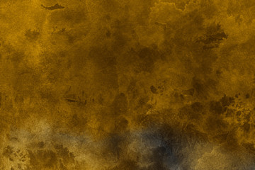 Gold watercolor texture with abstract washes and brush strokes on the white paper background.