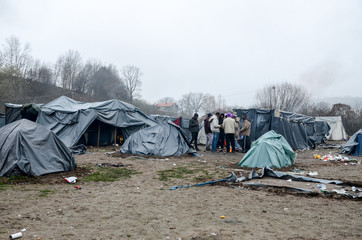 A humanitarian catastrophe in Refugee And Migrants Camp In Bosnia And Herzegovina. The European...