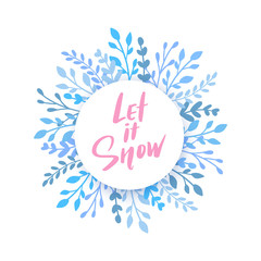 Obraz premium Merry Christmas and Happy New Year vector card. Holidays frame with leaves and branches.