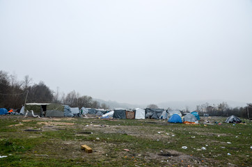 A humanitarian catastrophe in Refugee And Migrants Camp In Bosnia And Herzegovina. The European...