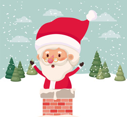 santa claus with chimney in snowscape