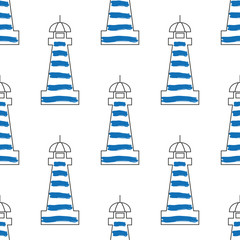Lighthouse design vector illustration. Seamless lighthouse pattern.