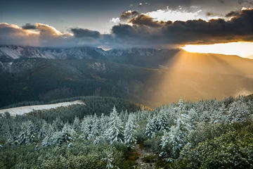 Foto auf Alu-Dibond Zachód słońca widziany z Grzesia w Tatrach Zachodnich. © Adam Olszowski