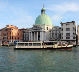 Naklejka premium Venice Italy Ship for passenger transport called VAPORETTO in It
