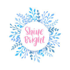 Merry Christmas and Happy New Year vector card. Holidays frame with leaves and branches.