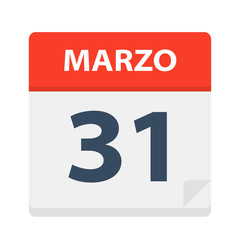 Marzo 31 - Calendar Icon - March 31. Vector illustration of Spanish Calendar Leaf