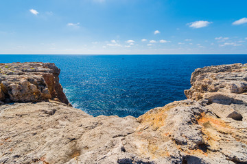 Fototapeta na wymiar Binidali cliffs in Minorca, Balearic Islands, Spain.