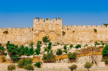 Naklejka premium Złote bramy Jerozolimy na wschodniej ścianie starego miasta